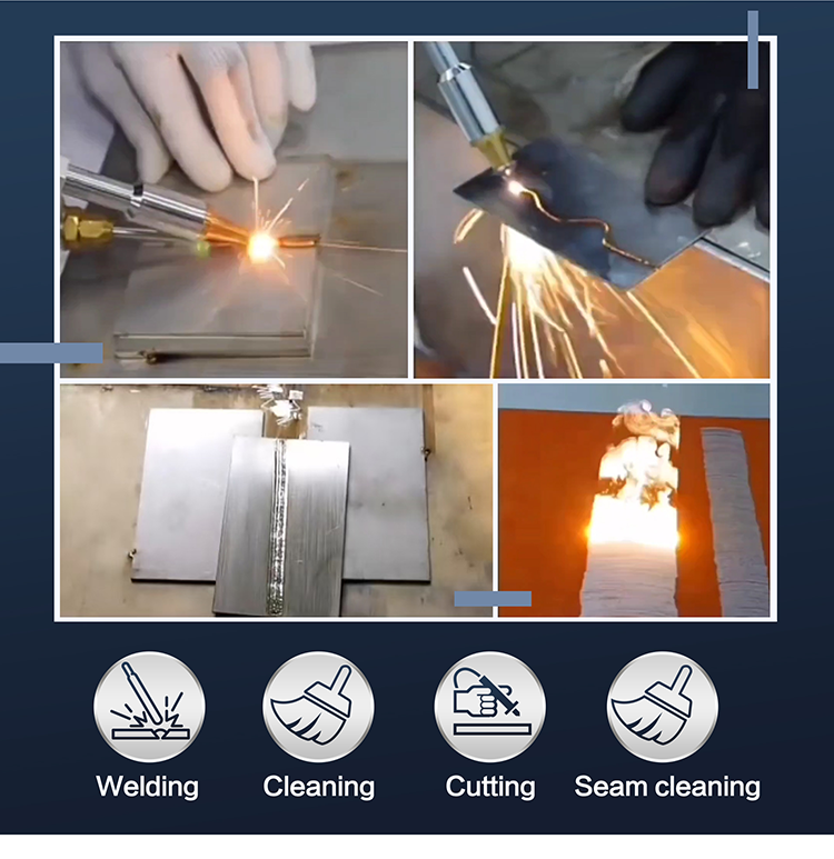 Laser Welder Handheld Fiber Welding Machine  1500W 4 in 1  Water Cooling Cutting Weld Seam Cleaning with Auto Wire Feeder Cable Length 10m for Metal Stainless Steel Aluminum Copper