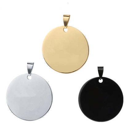 100 Pcs Stainless Steel Round Pendant Blank Round Brand Titanium Steel Brand Dog Brand Metal Pendant Vacuum Plating Gold Medal