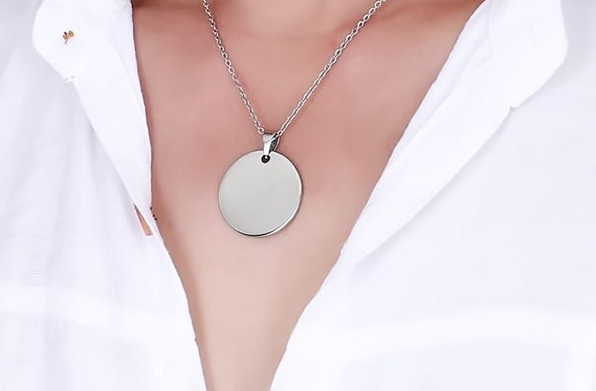 100 Pcs Stainless Steel Round Pendant Blank Round Brand Titanium Steel Brand Dog Brand Metal Pendant Vacuum Plating Gold Medal