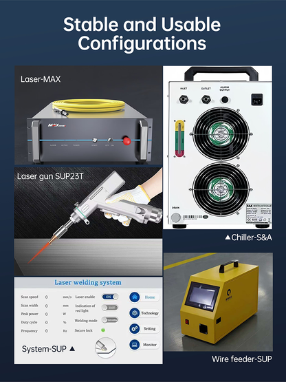 Laser Welder Handheld Fiber Welding Machine  1500W 4 in 1  Water Cooling Cutting Weld Seam Cleaning with Auto Wire Feeder Cable Length 10m for Metal Stainless Steel Aluminum Copper