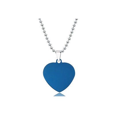 100 Pcs Titanium steel necklace 30mm heart-shaped blank wordless material Holiday gift engraved stainless steel necklace