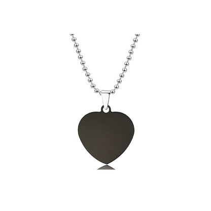 100 Pcs Titanium steel necklace 30mm heart-shaped blank wordless material Holiday gift engraved stainless steel necklace