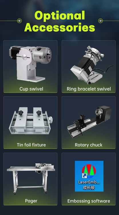 Fiber Laser Engraver 20W/30W/50W/100W, Dual Red Dot Locator Laser Marking Machine for Jewelry,Sliver,Gold,Tumblers, 4.3”X4.3”/5.9”X5.9”/11.8”X11.8” Scan Area with 100,000 Hour Lifespan EzCad Included