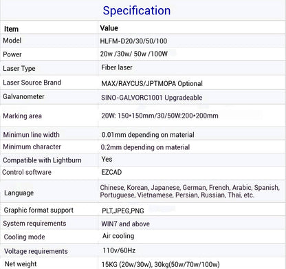Fiber Laser Engraver 20W/30W/50W/100W, Dual Red Dot Locator Laser Marking Machine for Jewelry,Sliver,Gold,Tumblers, 4.3”X4.3”/5.9”X5.9”/11.8”X11.8” Scan Area with 100,000 Hour Lifespan EzCad Included
