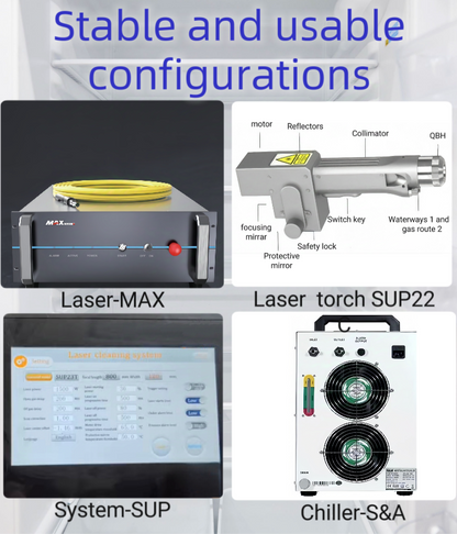 Laser Rust Remover 1500W  Continuous Hand-held Laser Cleaning Machine for Metals with Rust Paint Oil Dirt Stains 300x300mm scan range