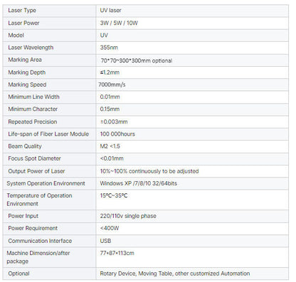 UV Laser Engraver 3W/5W Dual Red Dot Locator Laser Marking Machine for Jewelry,Sliver,Gold,Tumblers, Scan Area with 100,000 Hour Lifespan EzCad Included