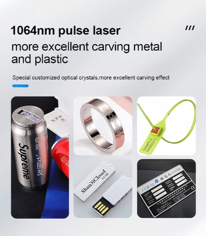 Máquina de marcado láser de fibra Hualong de 8,5 kg, 4K, HD, color para metal, plástico, cuero, madera pintada, grabado láser, soldador láser