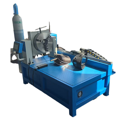 FYID horizontal circular seam welding lathe for automated 360-degree joining of cylindrical tanks.